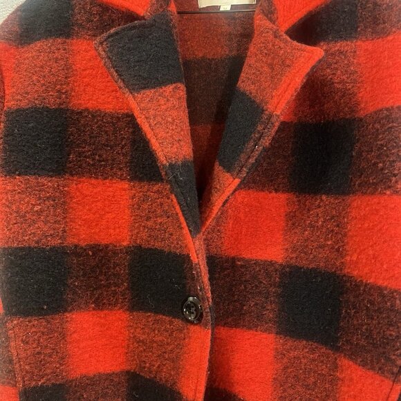 Marisa & Marie Jacket Women Medium Black Wool Blend Italy Buffalo Checkered Coat - Picture 9 of 13